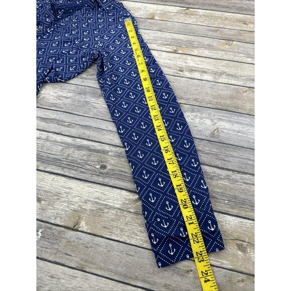 Express Portofino Shirt Womens Size XS Navy Blue Anchor Long Sleeve Roll Tab - Picture 14 of 14